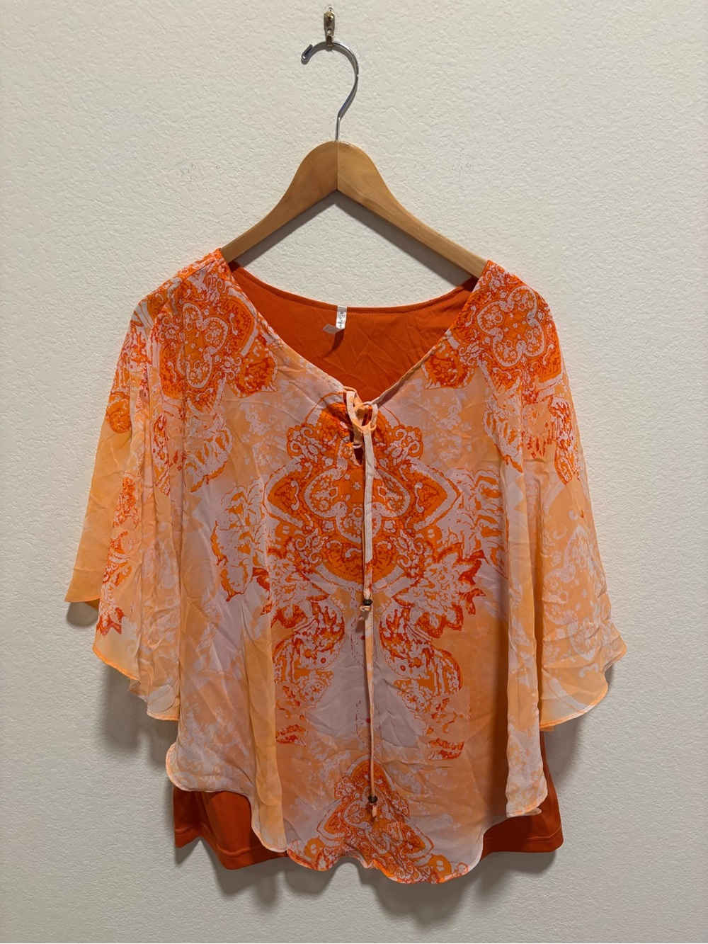 Passport Orange Paisley Tie-Front Tunic floral